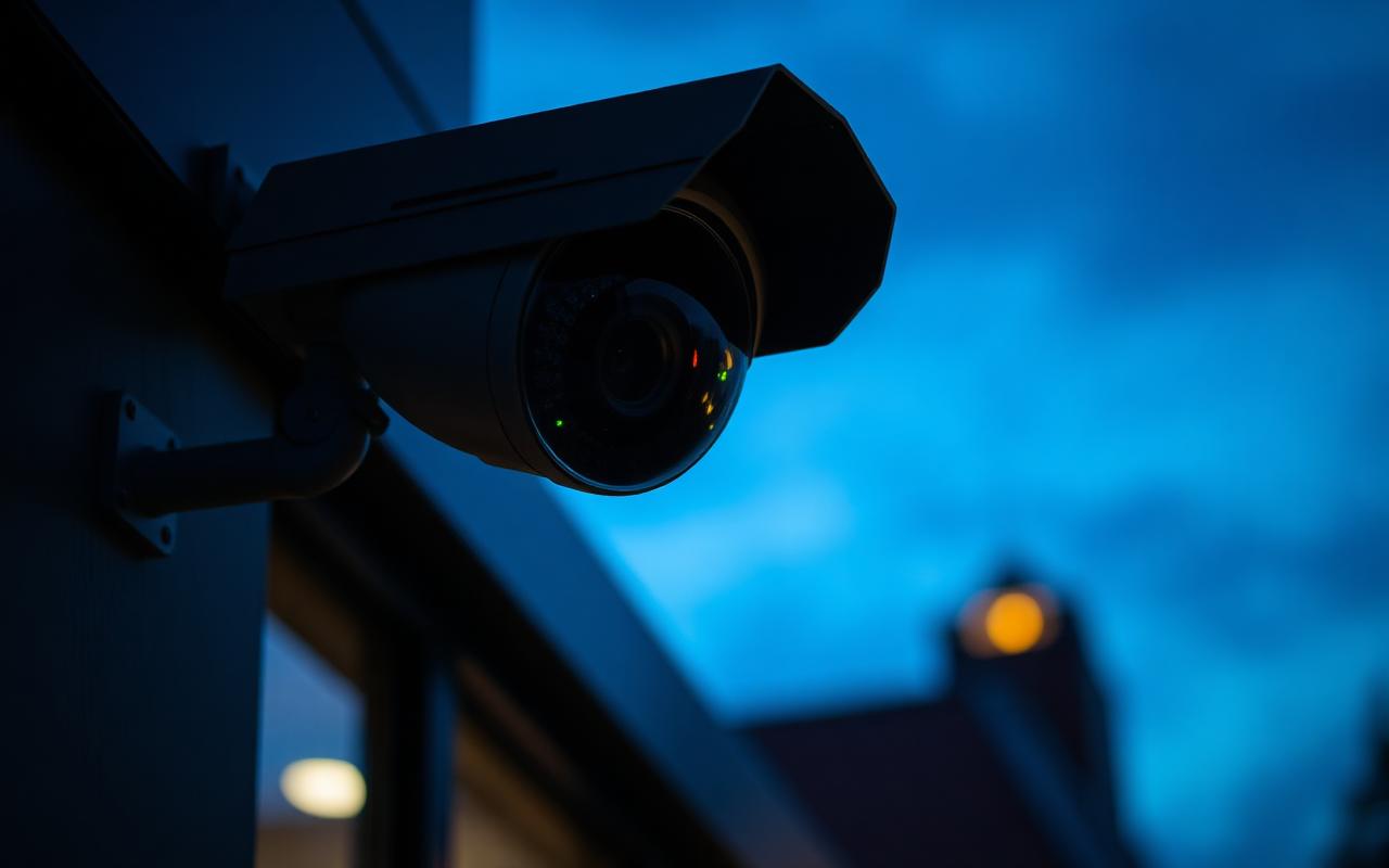 Professional CCTV camera installed on building